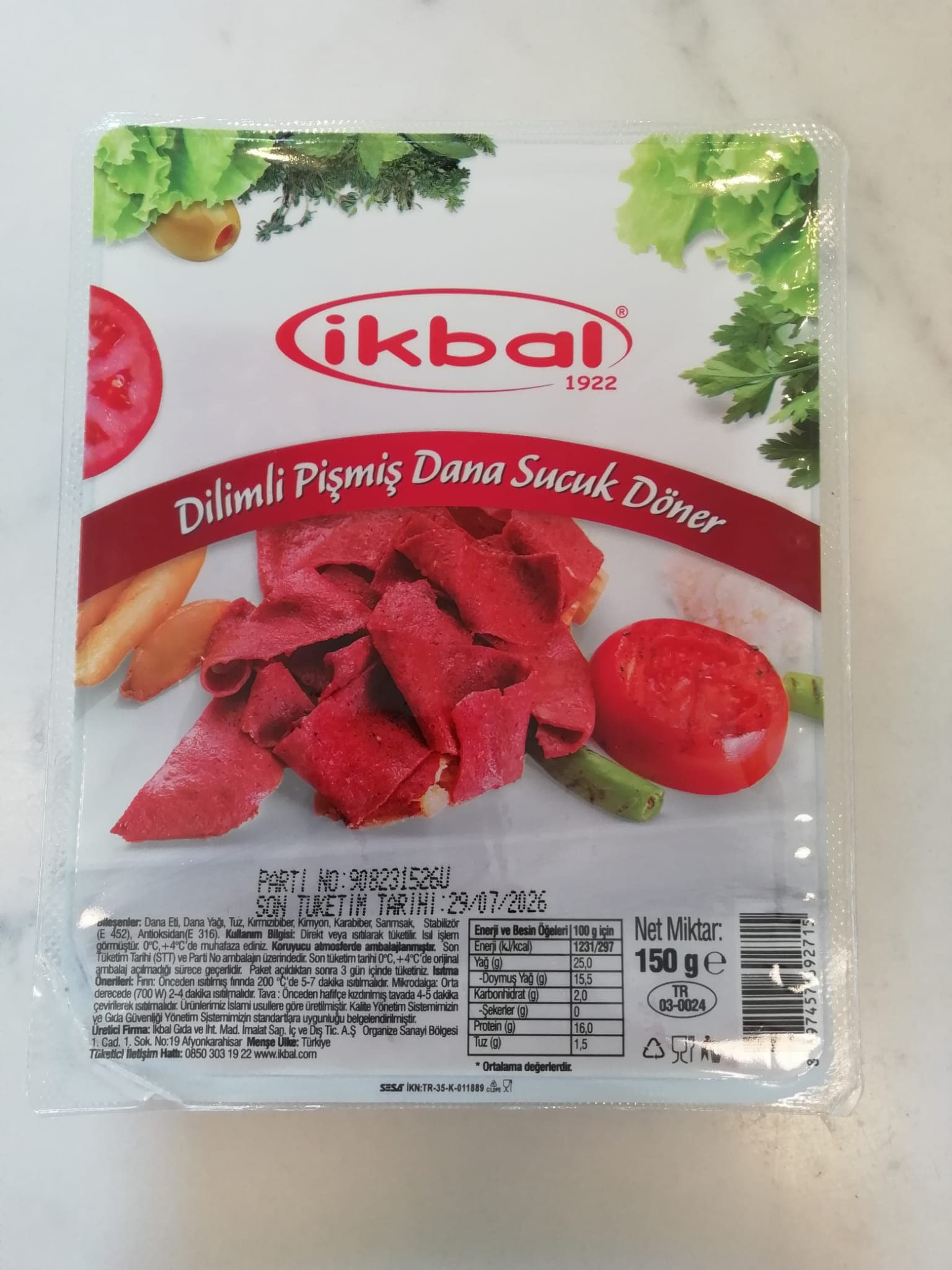 DİLİMLİ PİŞMİŞ DANA SUCUK DÖNER